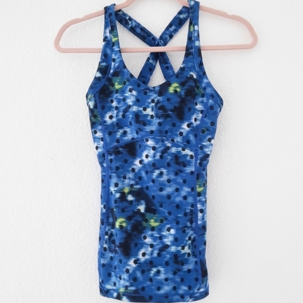 Lululemon Kanto Catch Me Windy Blooms Polka Dot Blue Tank 6 - Picture 3 of 6